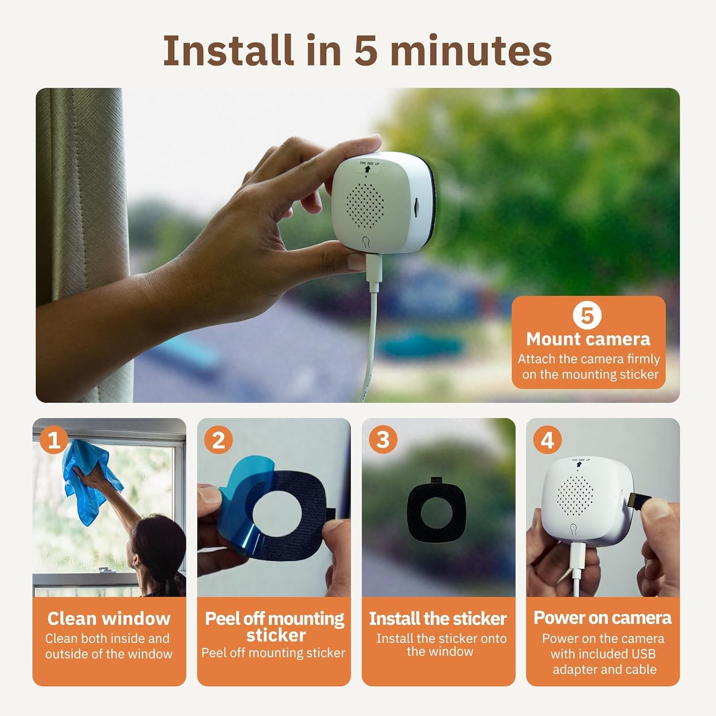 3MP 2K Window Camera,2.4GHz & 5GHz WiFi Indoor Cameras